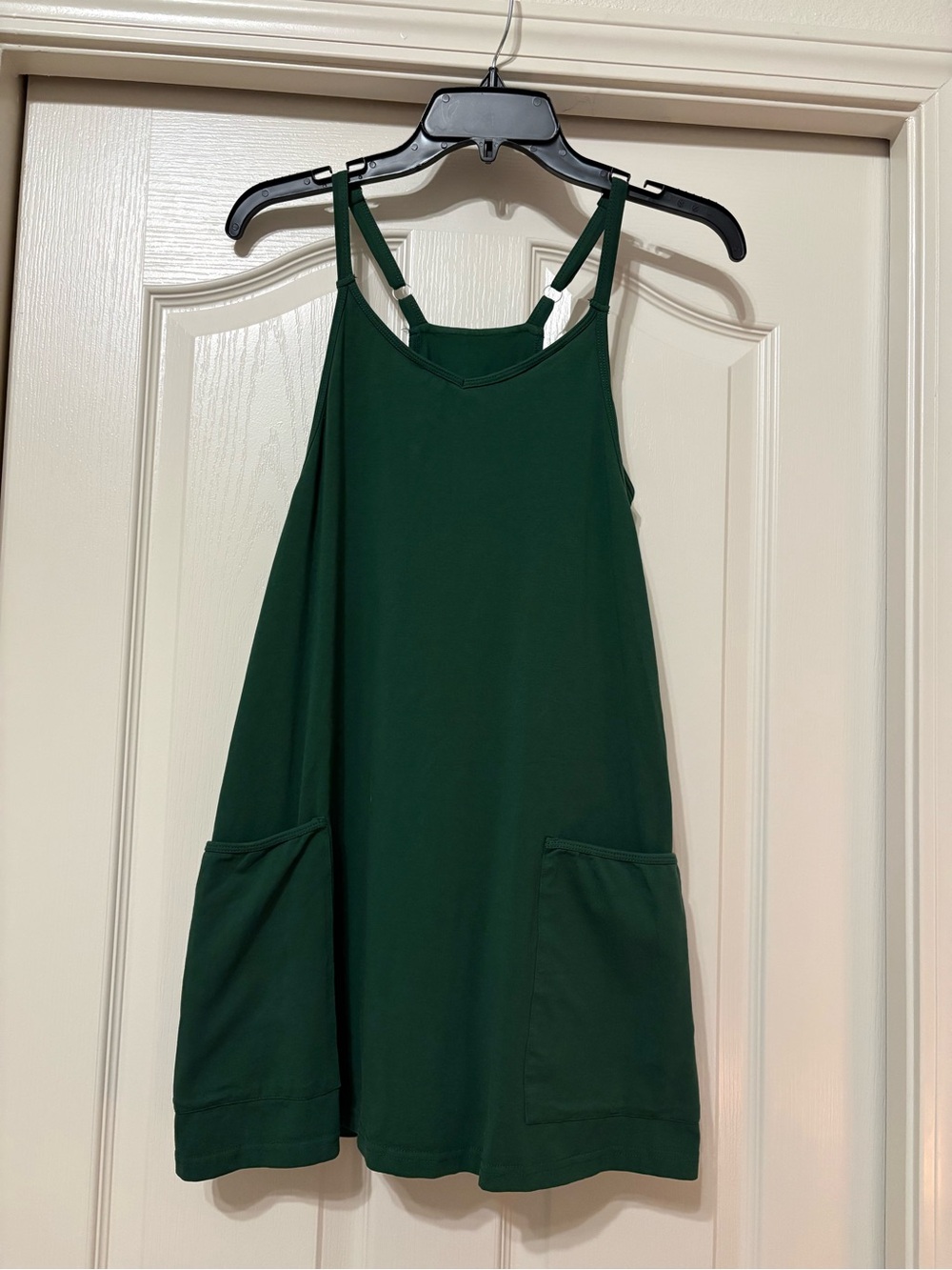 Women's Dark Green Mini Sundress with Front Pockets